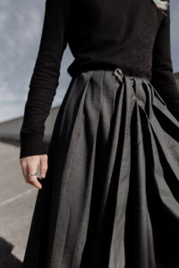 Détail d'un Kilt Julie Bonnard Créatrice Textile Prêt-à-Porter Haut De Gamme Saint-Étienne Loire vêtements unisexes